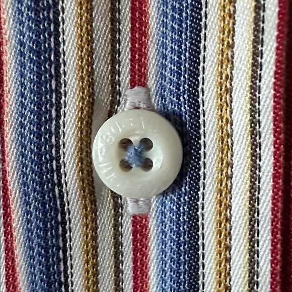 BUGATCHI UOMO | Multicolor Striped Button Down Dress Shirt Collar Sleeve Accents - Picture 4 of 16